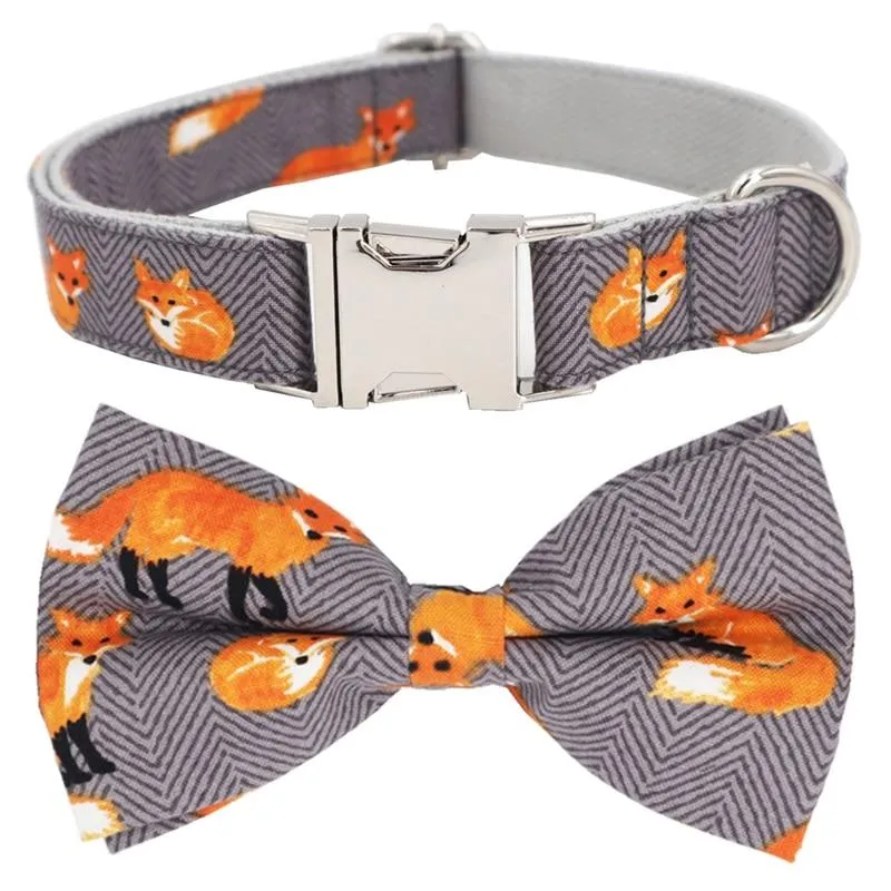 Fox Print Dog Collar and Leash Set - The Foxy Collar and Leash Set