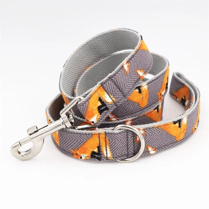 Fox Print Dog Collar and Leash Set - The Foxy Collar and Leash Set