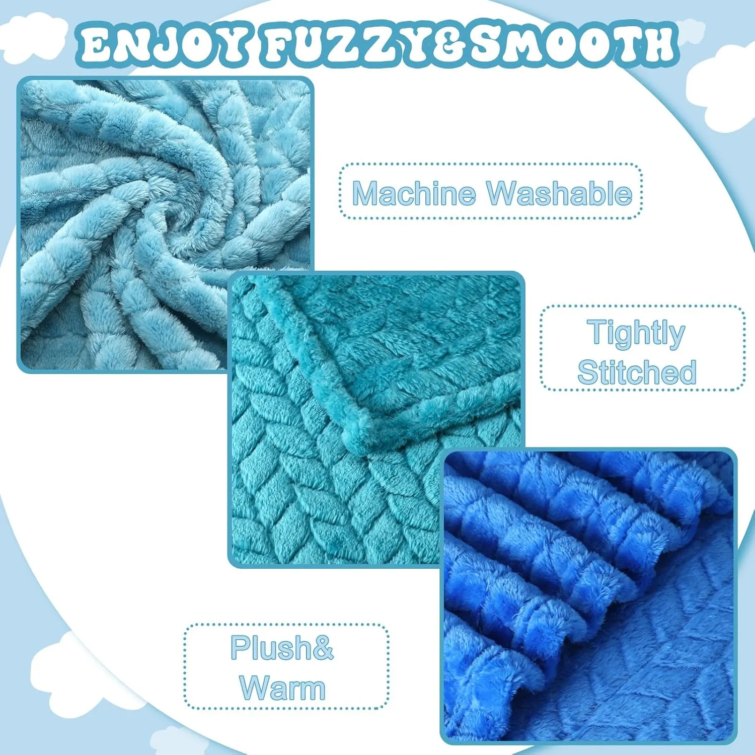 Frienda 4 Pcs Baby Fuzzy Blanket Fluffy Baby Blanket for Boys Girls Soft Warm Infant Newborn Toddler Receiving Nursery Bed Supplies, 32 x 24 Inch(Blue Color)