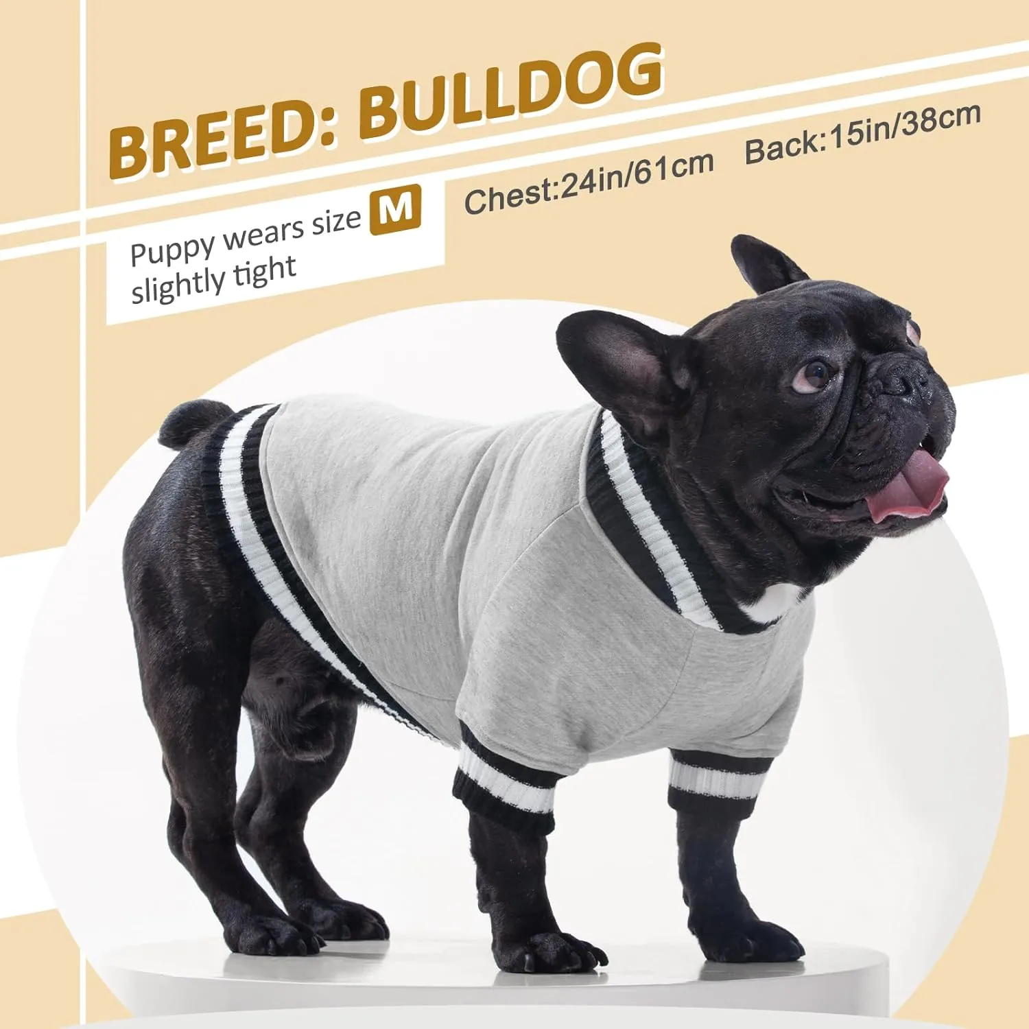FUAMEY Dog Pullover SweatshirtDog Winter Sweaters Warm Dog Clothes Dog Vest Thick Puppy Pullover Soft Pet Fleece Sweater Cute Doggie Boy Girl Outfit for Small Medium Dogs Grey M