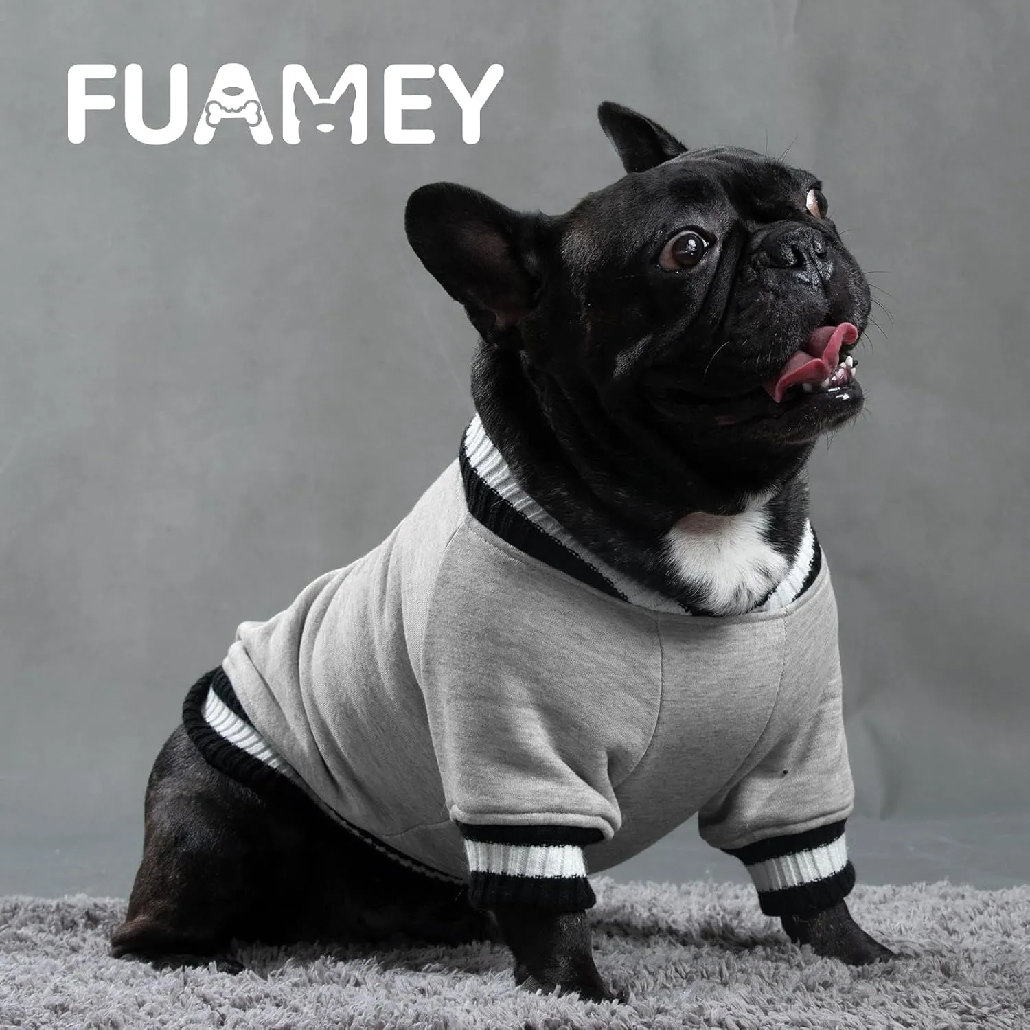 FUAMEY Dog Pullover SweatshirtDog Winter Sweaters Warm Dog Clothes Dog Vest Thick Puppy Pullover Soft Pet Fleece Sweater Cute Doggie Boy Girl Outfit for Small Medium Dogs Grey M