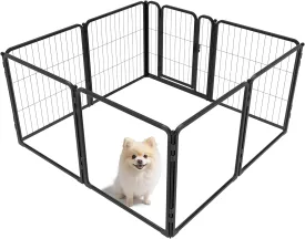 FXW Pawadise Dog Playpen  24 Inch 8 Panels (4 Acrylic   4 Metal), Safe and Stylish Indoor Space for Puppies and Small Dogs, Expandable, Black