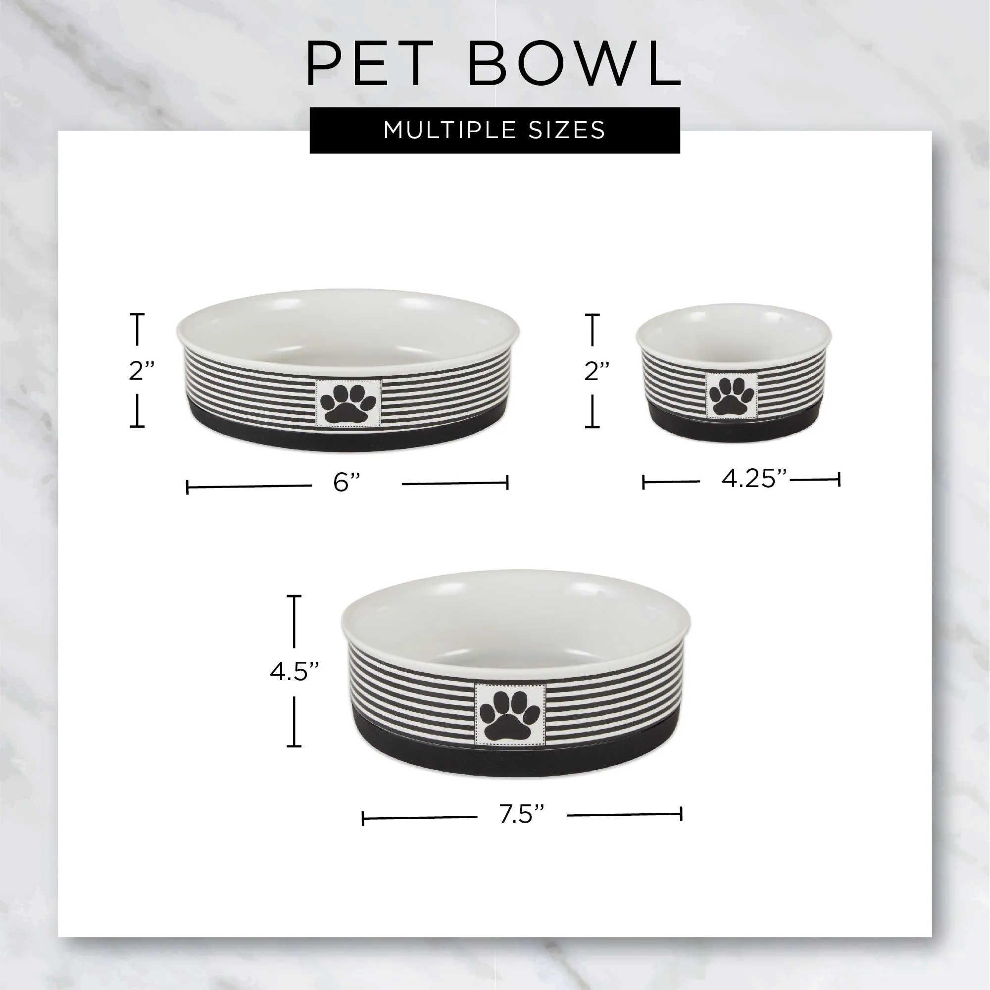 Gray Dog Show Pet Bowl Set of 2, Small - 3/4 C Capacity