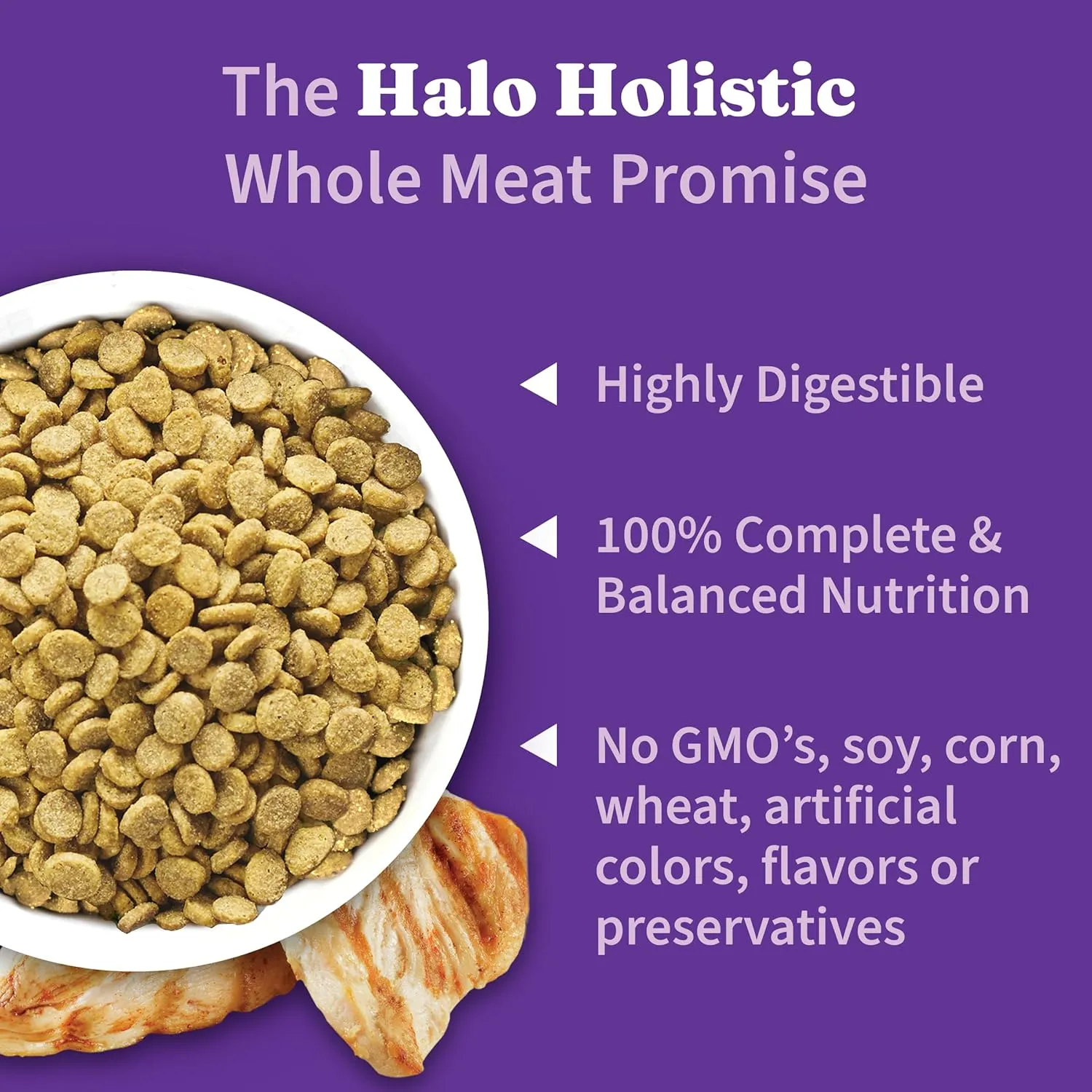 Halo Holistic Dog Food Cage Free Chicken & Brown Rice Formula, Healthy Grains Dry Dog Food, Complete Digestive Health, Kibble for Adult Dogs, 21 lb Bag