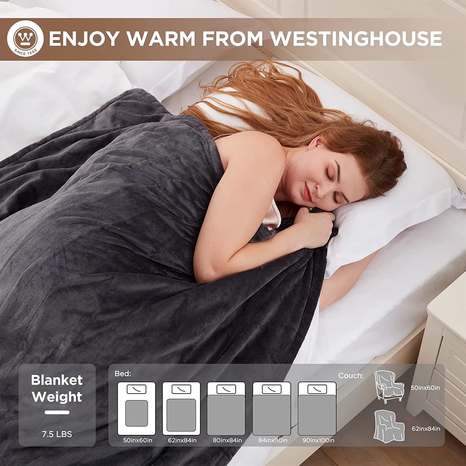 Heated Blanket Silky Flannel Lined Sherpa