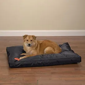 Heavy Duty Dog Bed Chew Resistant Indoor Outdoor Tough Soft Nylon Teflon Beds (Medium - 36" L x 23" W 3" H Black)