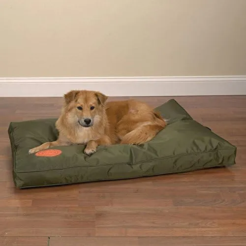 Heavy Duty Dog Bed Chew Resistant Indoor Outdoor Tough Soft Nylon Teflon Beds (Medium - 36" L x 23" W 3" H Black)