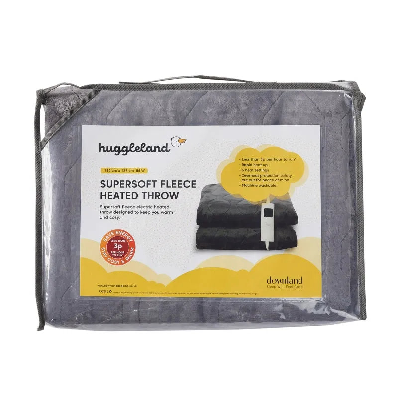 Huggleland Supersoft Electric Heated Fleece Throw - Dark Grey 152cm