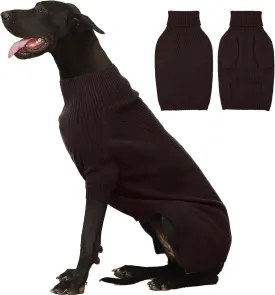 IECOii Extra-Large Dog Sweater 5XL,Christmas Dog Sweaters for Extra Large Dogs Girl Boy,Turtleneck Knitted Knitwear Easy On Doggie Sweatshirt Dog Sweater for Doberman,Great Dane(Brown,XXXXXL)