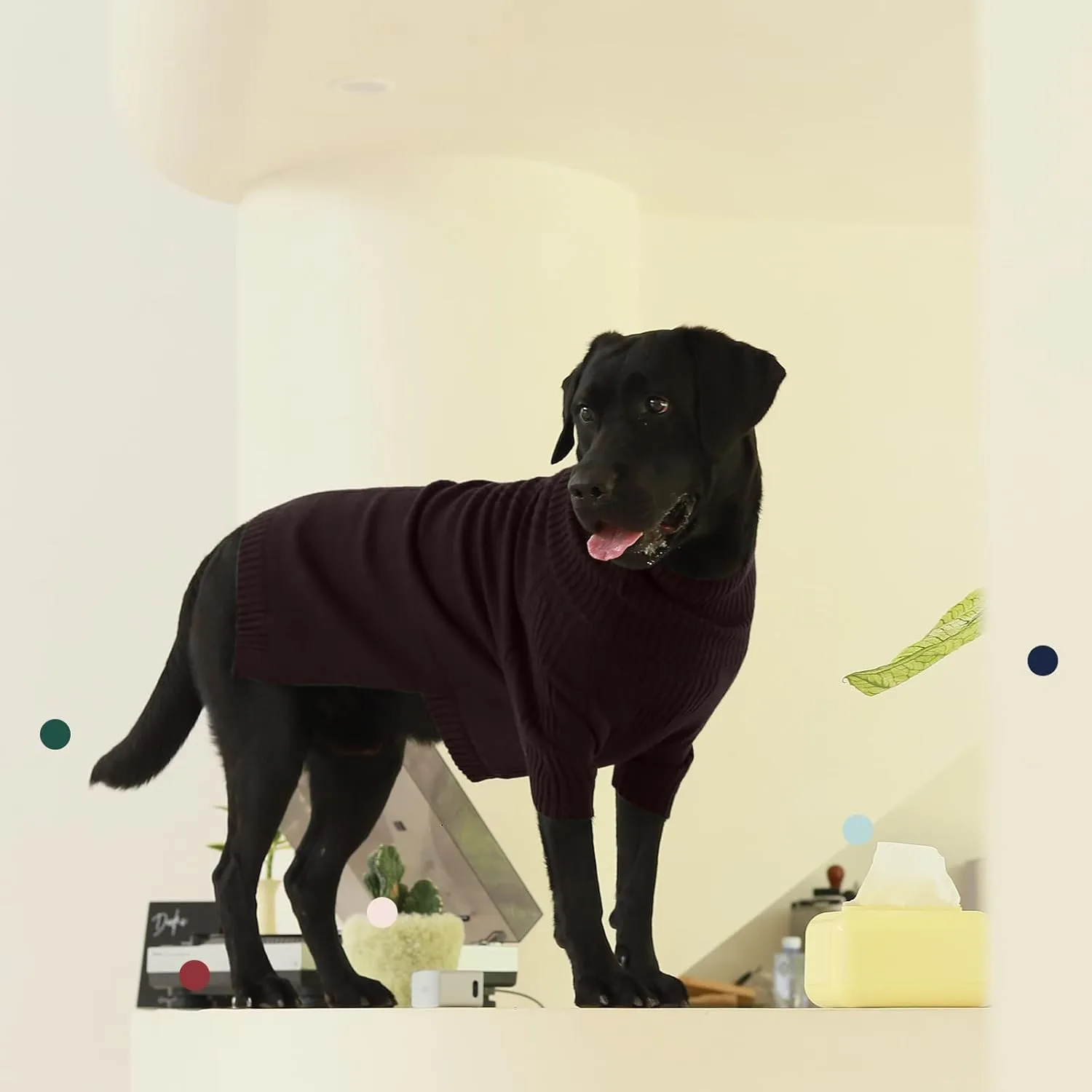 IECOii Extra-Large Dog Sweater 5XL,Christmas Dog Sweaters for Extra Large Dogs Girl Boy,Turtleneck Knitted Knitwear Easy On Doggie Sweatshirt Dog Sweater for Doberman,Great Dane(Brown,XXXXXL)