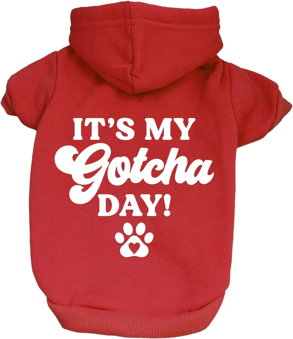 It's My Gotcha Day Dog Hoodie Fleece Lined Pullover Sweatshirt with Leash Hole(Red, 5X-Large 12)