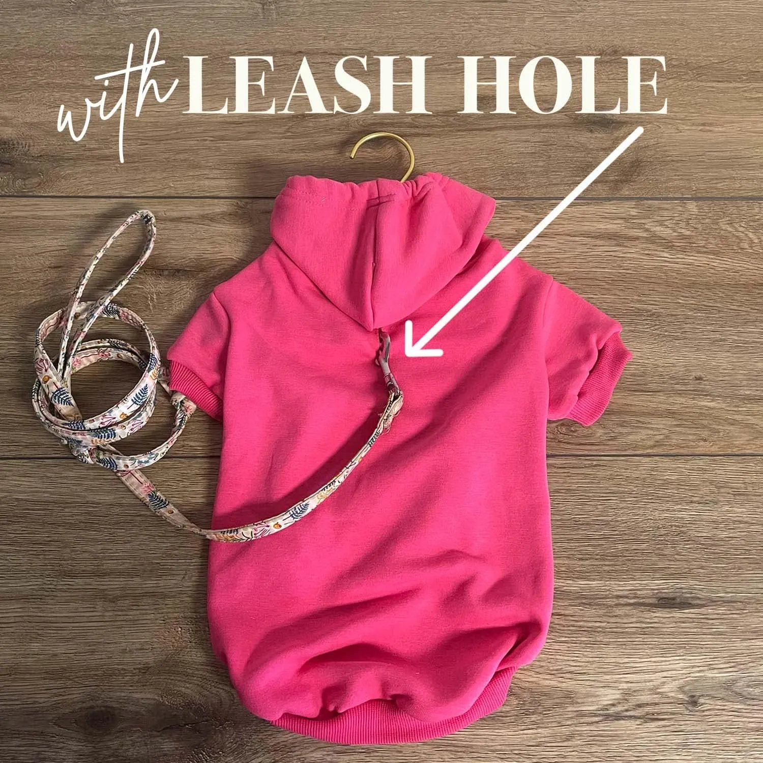 It's My Gotcha Day Dog Hoodie Fleece Lined Pullover Sweatshirt with Leash Hole(Red, 5X-Large 12)
