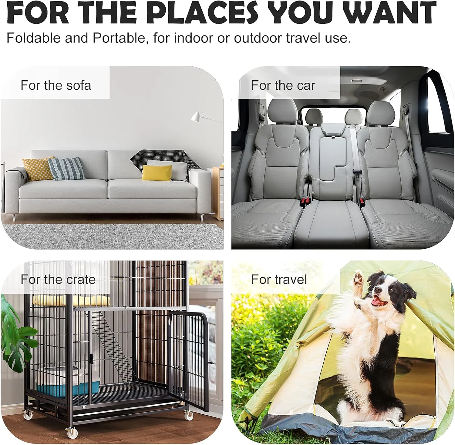 JoicyCo Soft Dog Crate Bed Pad Mat, 42 in Non-Slip Bottom Washable for Large Dogs, Pet Mattress Kennel Pad, Dark Gray