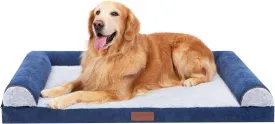 Large Dog Bed for Medium and Large Dogs Waterproof Memory Foam Orthopedic Dog Bed Durable Sofa Pet Bed Removable Cover with Zipper and Bolster Nonslip BottomNBlue XXL