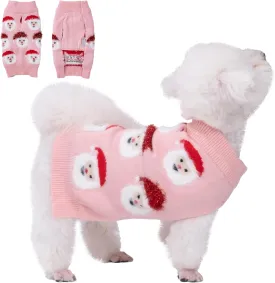 LUBOT New Ugly Christmas Sweaters for Puppy Cute Funny Wintertime and Holiday Parties Knitted Pullover Sweater Santa Small Dog Pink Small