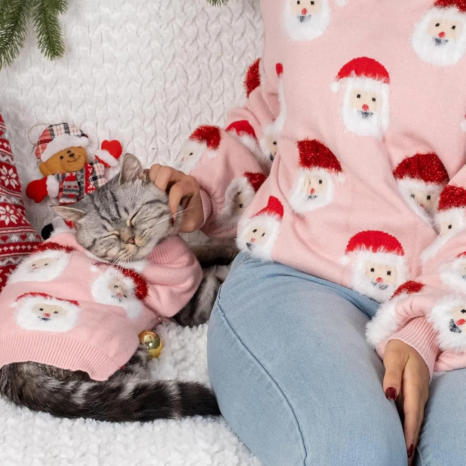 LUBOT New Ugly Christmas Sweaters for Puppy Cute Funny Wintertime and Holiday Parties Knitted Pullover Sweater Santa Small Dog Pink Small