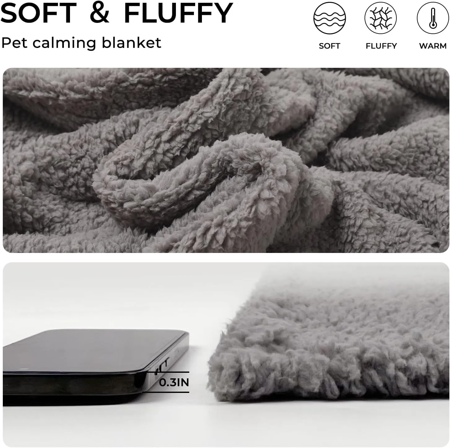 Luciphia Premium Fleece Dog Puppy Blanket Soft Pet Sherpa Calming Cat Blanket Throw for Small Medium Dog Cat(Grey,30x20 inches)