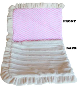 Luxurious Plush Pet Blanket Pink Chevron 1-2 Size