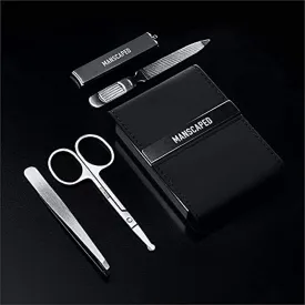 MANSCAPED Shears 2.0 Tempered Stainless Steel Men's Nail Kit, Fingernail Clippers, Safety Scissors, Tweezers and Nail File, Travel Manicure Pedicure Set, 4-Piece Luxury Grooming Kit with Compact Case