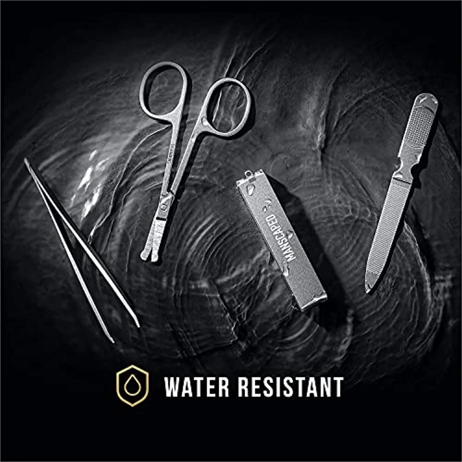 MANSCAPED Shears 2.0 Tempered Stainless Steel Men's Nail Kit, Fingernail Clippers, Safety Scissors, Tweezers and Nail File, Travel Manicure Pedicure Set, 4-Piece Luxury Grooming Kit with Compact Case