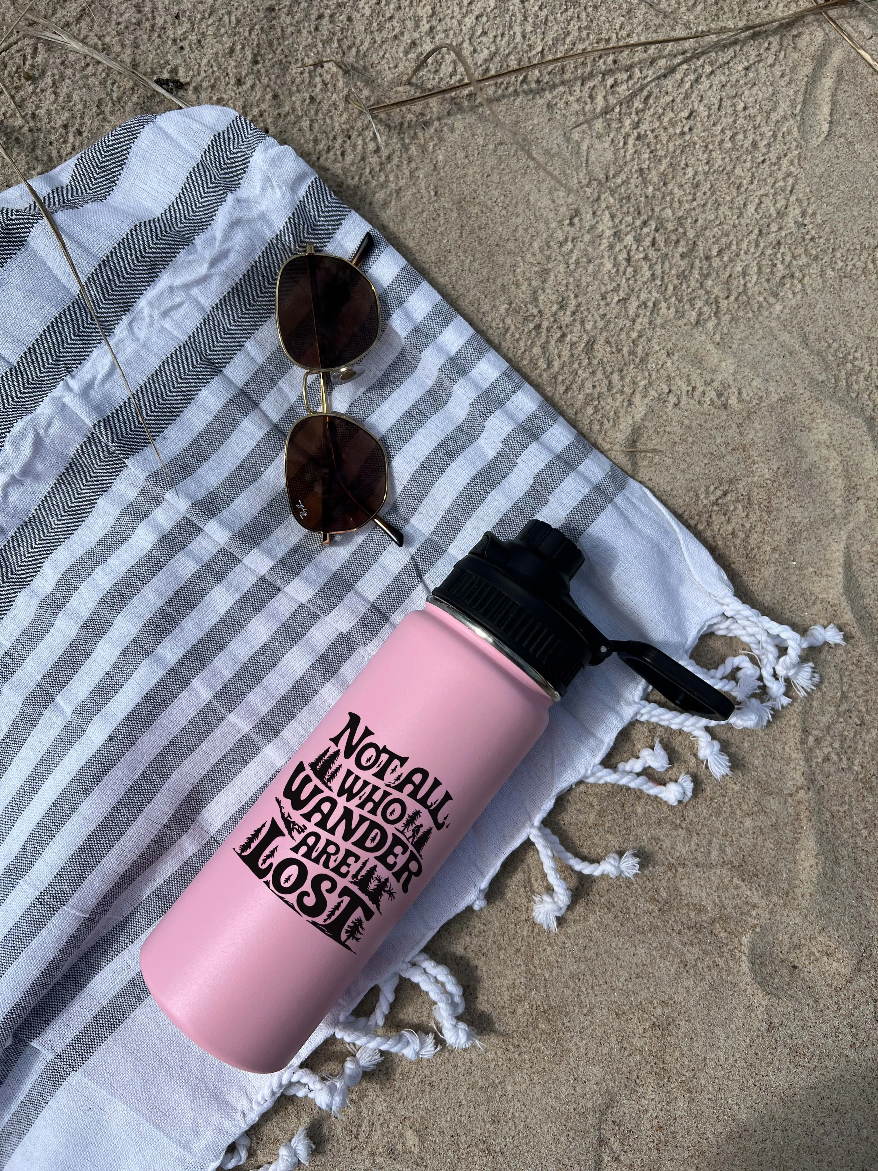 Not Lost just Wandering Sports Water Bottle 18/32 oz, Traveling, Stainless Steel Insulated Flasks, Custom Water Bottle, Name Bottle,  Keeps Cold 24 Hrs