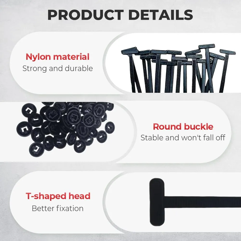 Nylon Universal Cable Tie Buckle, 2025 New Plastic Cable Ties Tool Fasteners Car Body UV Resistant Black Zipties, Upgrade Heavy Duty Self Locking Zip Ties Holder 20/50/100 Pcs (20, Black)