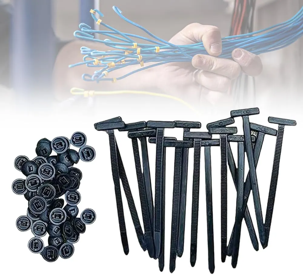 Nylon Universal Cable Tie Buckle, 2025 New Plastic Cable Ties Tool Fasteners Car Body UV Resistant Black Zipties, Upgrade Heavy Duty Self Locking Zip Ties Holder 20/50/100 Pcs (20, Black)