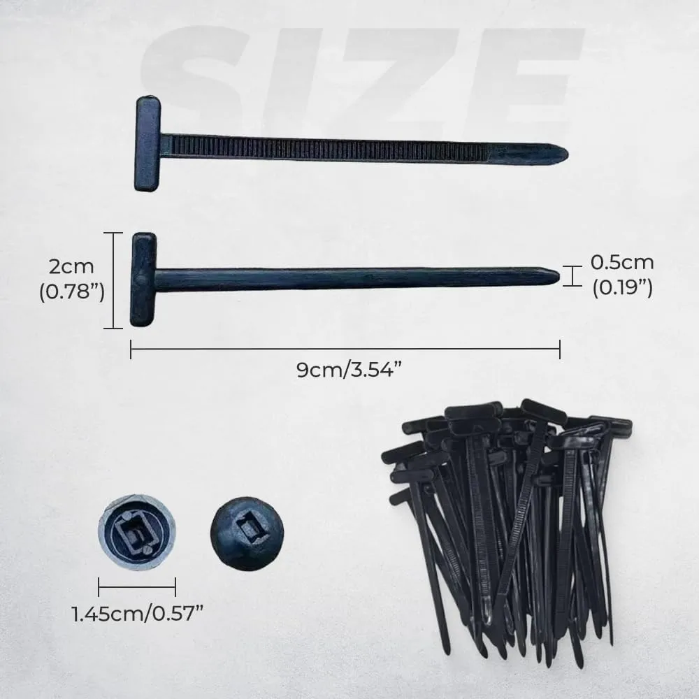 Nylon Universal Cable Tie Buckle, 2025 New Plastic Cable Ties Tool Fasteners Car Body UV Resistant Black Zipties, Upgrade Heavy Duty Self Locking Zip Ties Holder 20/50/100 Pcs (20, Black)