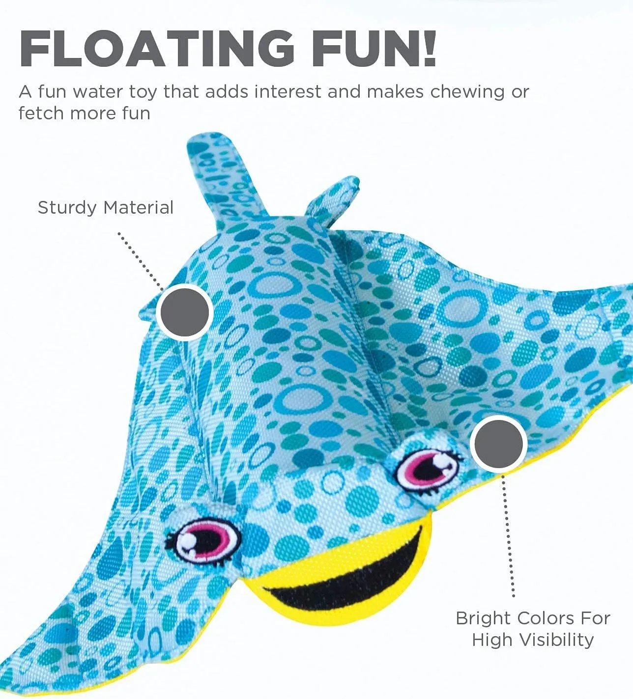 Outward Hound Floatiez Stingray Floating Interactive Dog Toy, Large