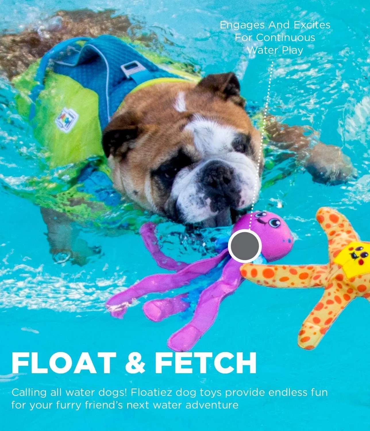 Outward Hound Floatiez Stingray Floating Interactive Dog Toy, Large
