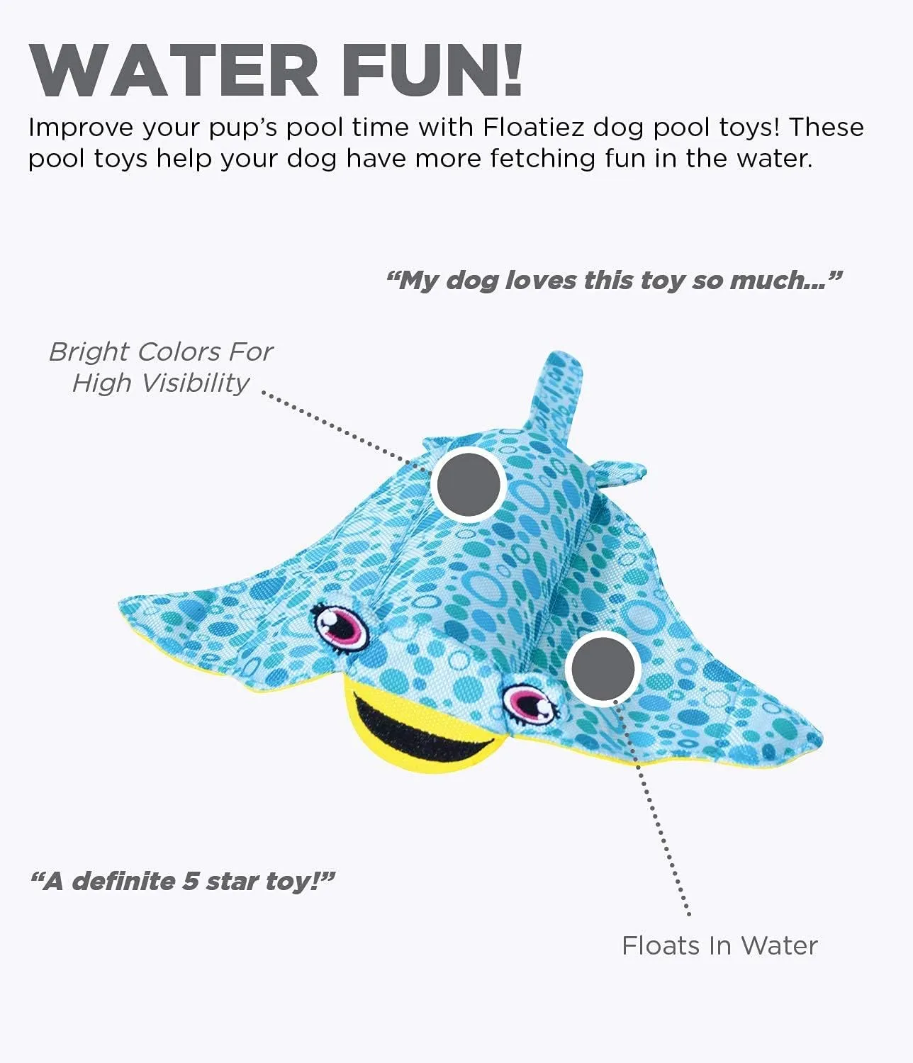 Outward Hound Floatiez Stingray Floating Interactive Dog Toy, Large