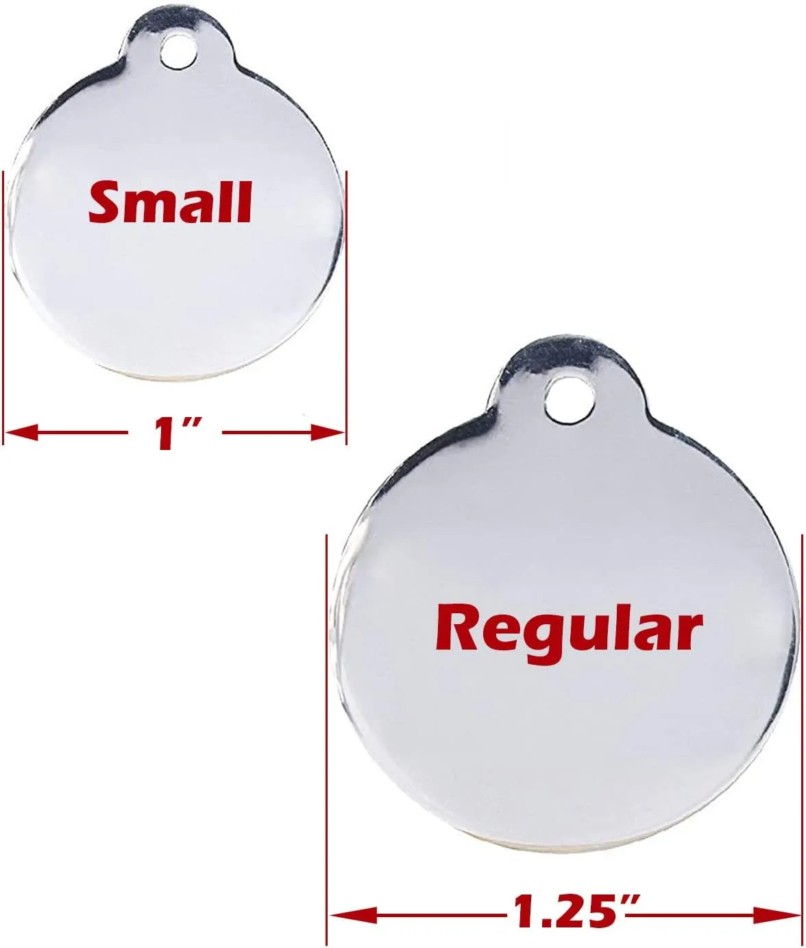 Personalized Dog Tag with 5 Lines of Custom Deep Engraved Durable Stainless Steel Pet ID Name Tag Designer Regular Size Round