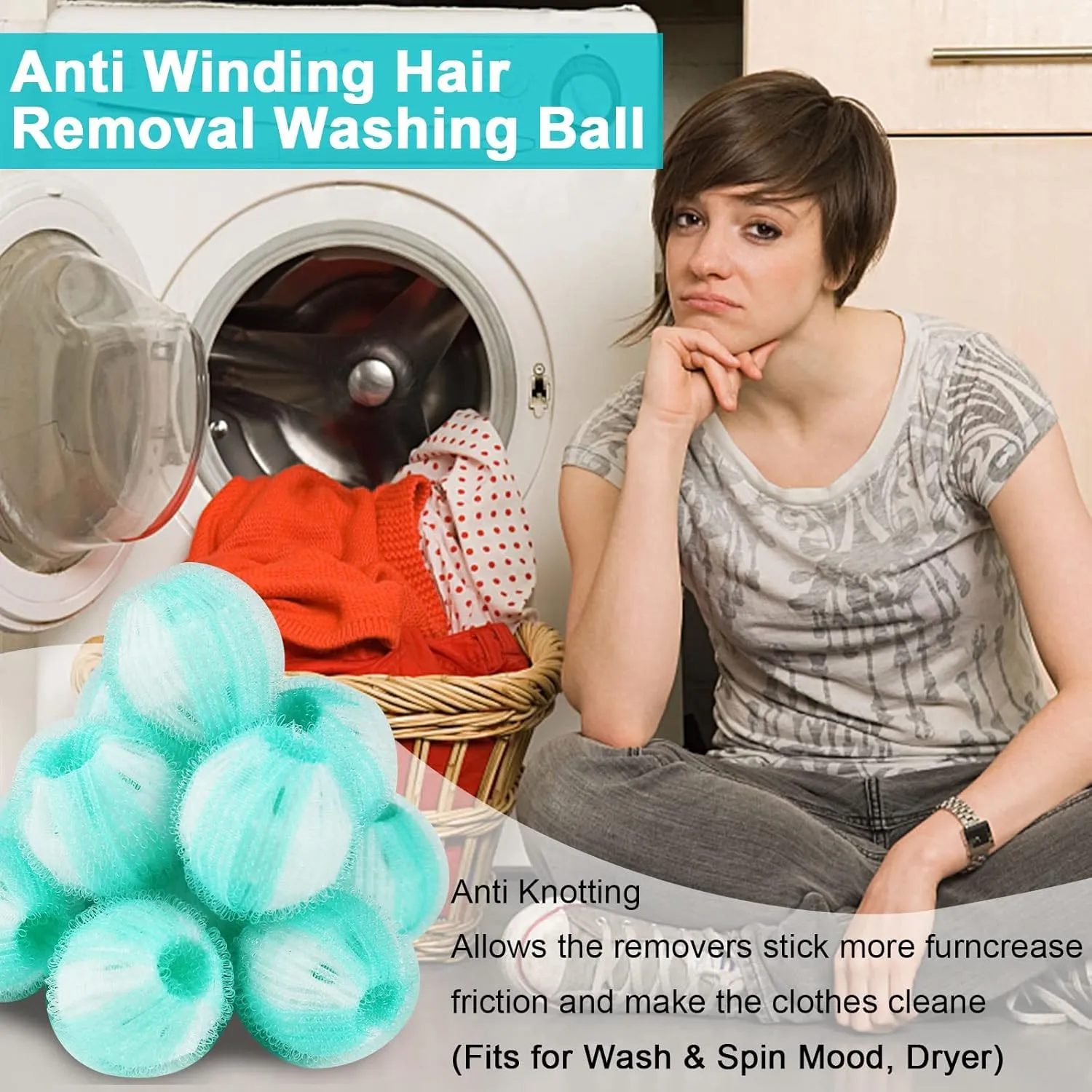 Pet Hair Remover and Laundry Ball Set, Reusable Dog Hair Remover for Laundry, Lint Catcher Laundry Ball in Washing Machine, Pet Hair Catcher for Clothes, Bedding (Blue, Large)