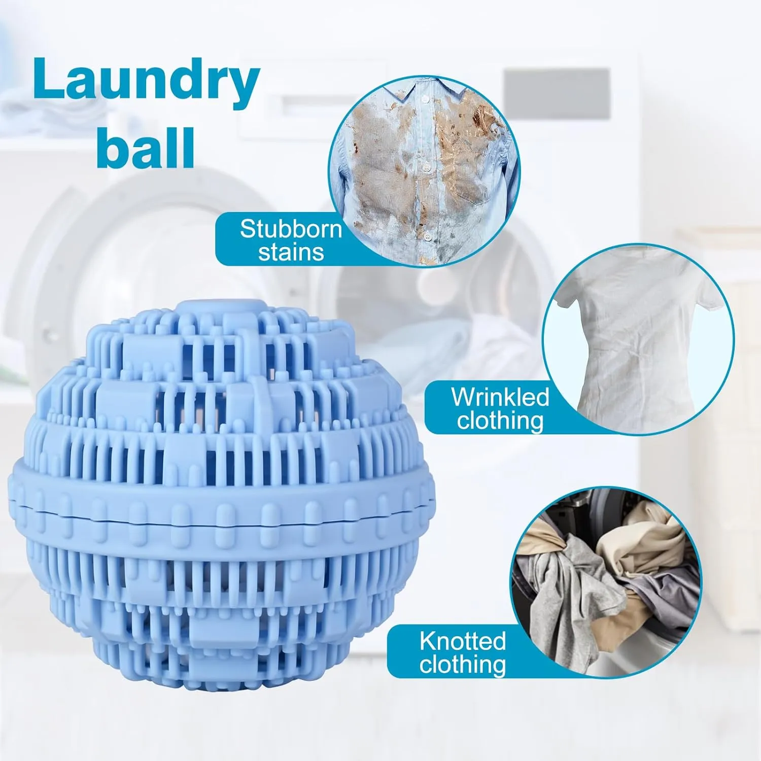 Pet Hair Remover and Laundry Ball Set, Reusable Dog Hair Remover for Laundry, Lint Catcher Laundry Ball in Washing Machine, Pet Hair Catcher for Clothes, Bedding (Blue, Large)