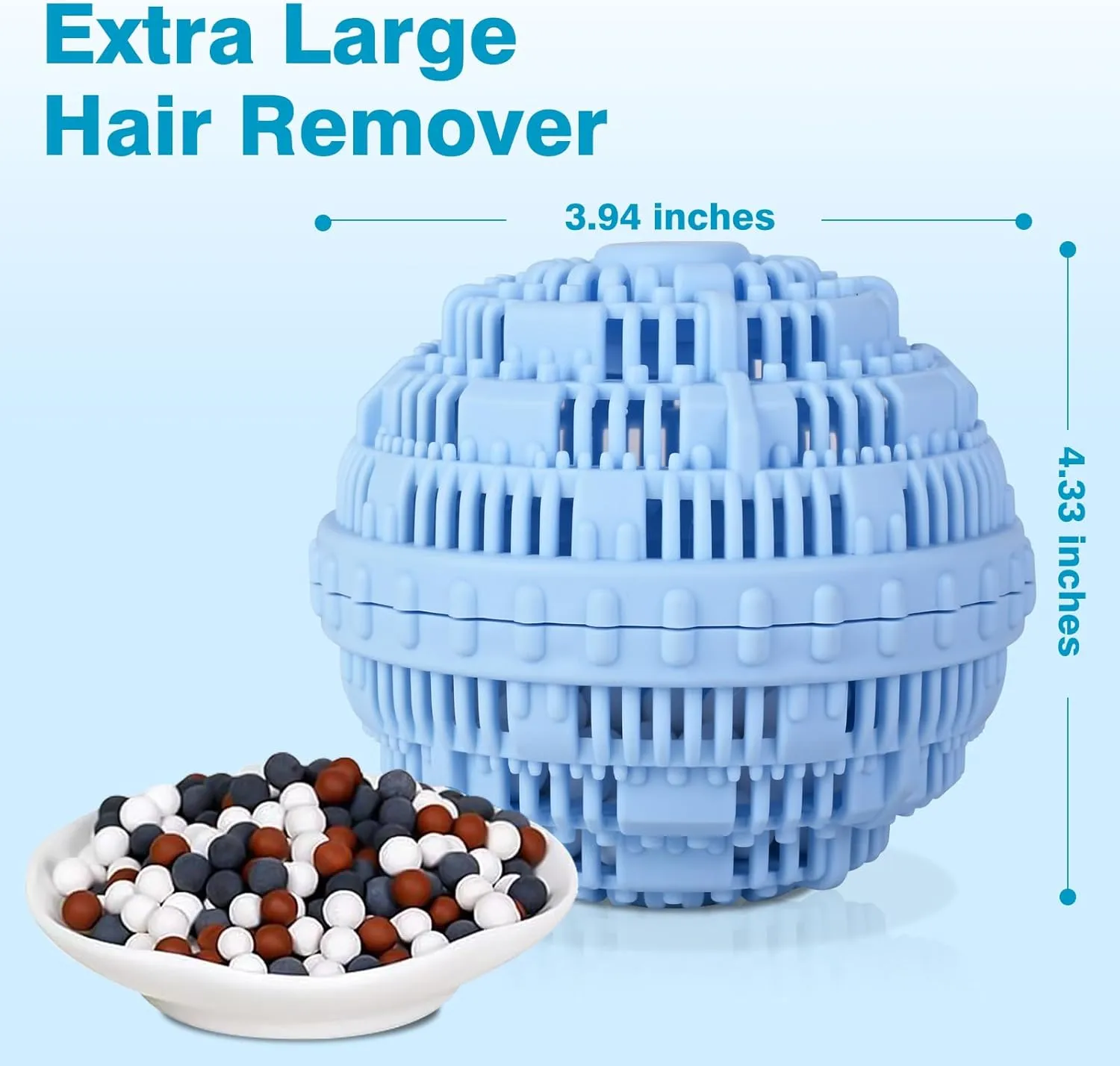 Pet Hair Remover and Laundry Ball Set, Reusable Dog Hair Remover for Laundry, Lint Catcher Laundry Ball in Washing Machine, Pet Hair Catcher for Clothes, Bedding (Blue, Large)