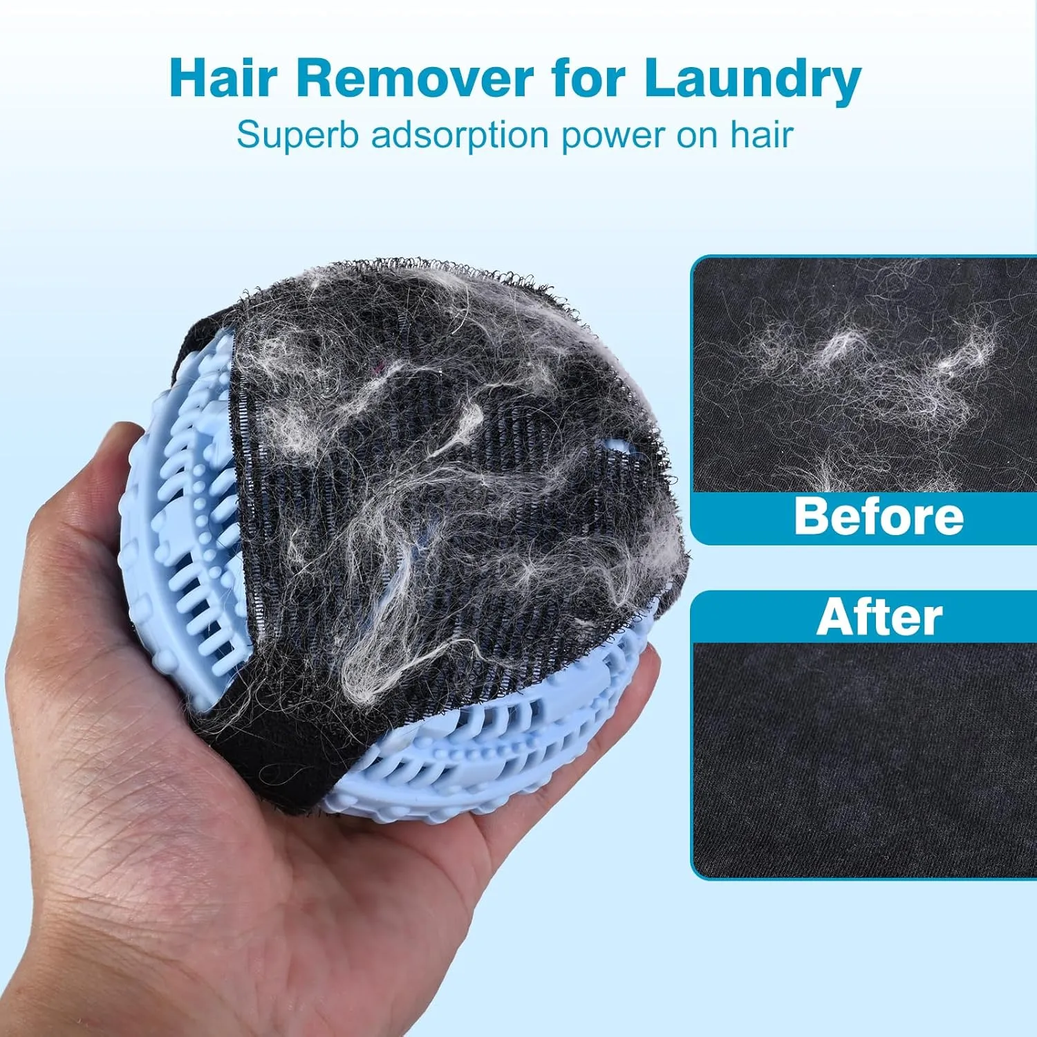 Pet Hair Remover and Laundry Ball Set, Reusable Dog Hair Remover for Laundry, Lint Catcher Laundry Ball in Washing Machine, Pet Hair Catcher for Clothes, Bedding (Blue, Large)