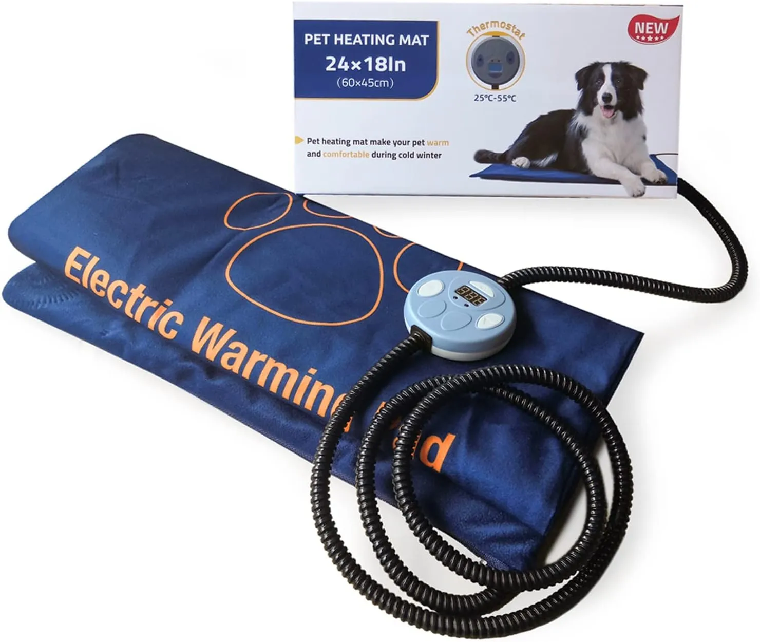 Pet Heating Pad with Auto Shut Off Electric Pet Heated Bed Mat for Cats and Dogs, Temperature Adjustable (25-55) Soft Warming Mat with Anti Chew Cord