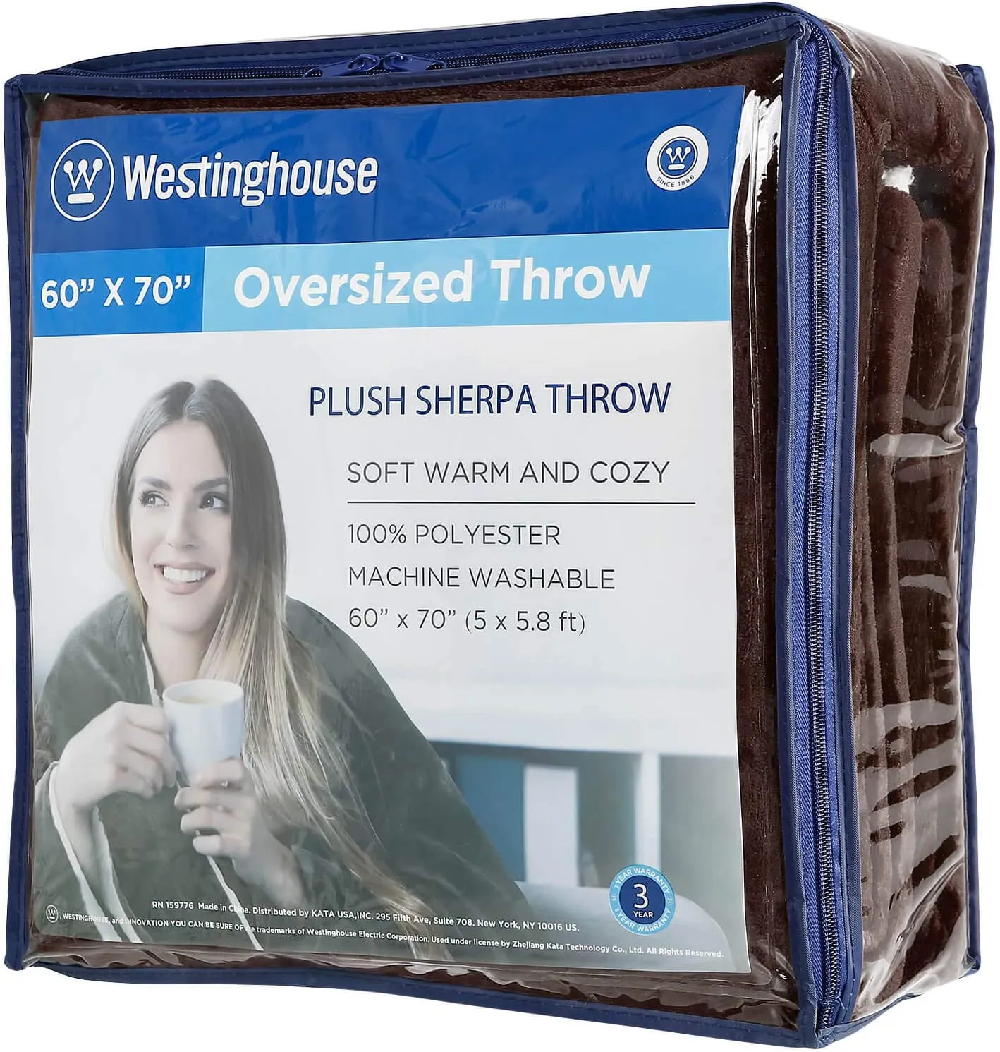 Plush Sherpa Fleece Throw Blanket Brown