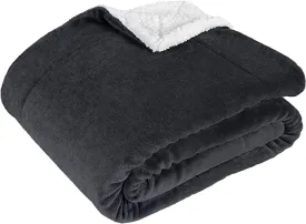 Plush Sherpa Fleece Throw Blanket Grey