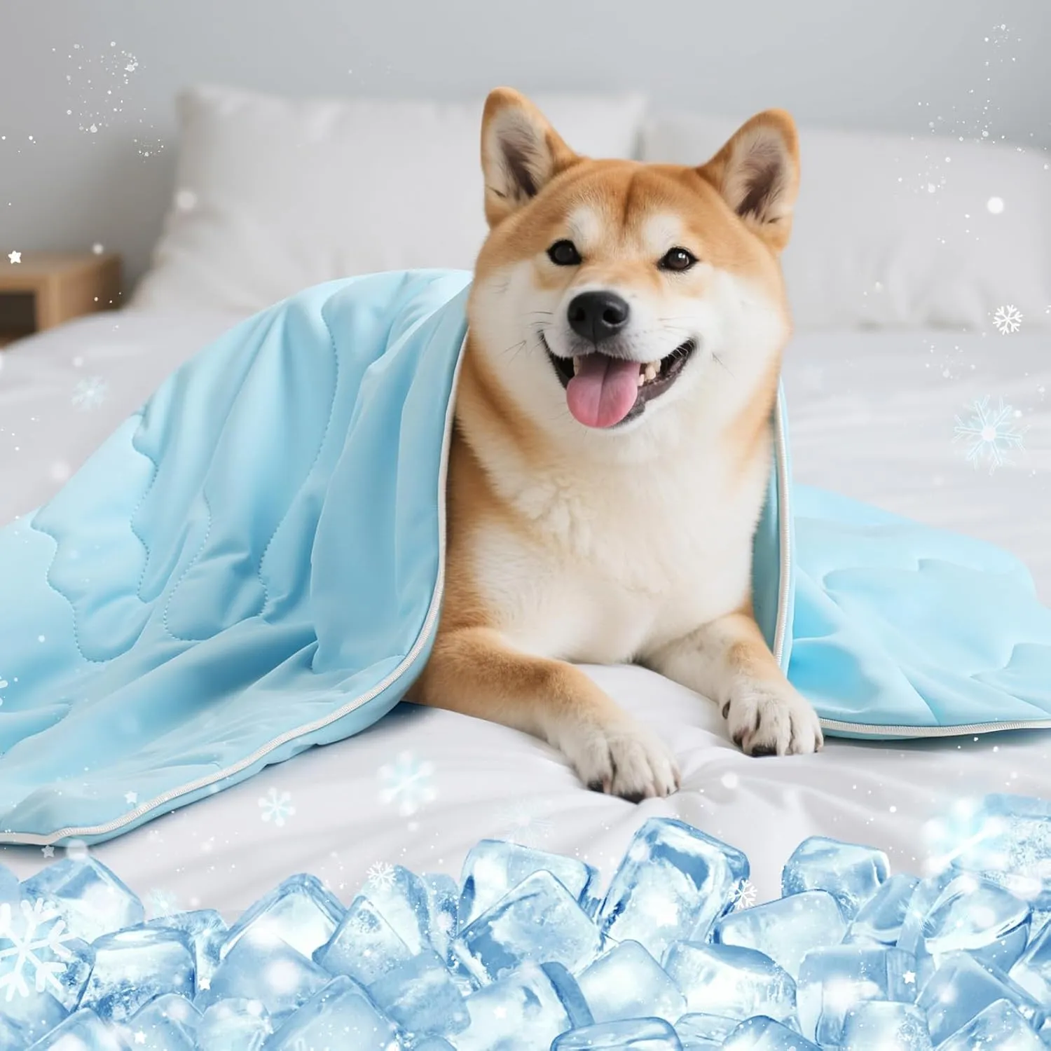 Premium Cooling Dog Blanket, Q-MAX>0.4 Cooling Blanket for Dogs, Washable Lightweight Summer Quilt for Pets and Humans, Self Cool Quilt for Cats, Cool Throw for Hot Sleepers, 30"40", L, Blue