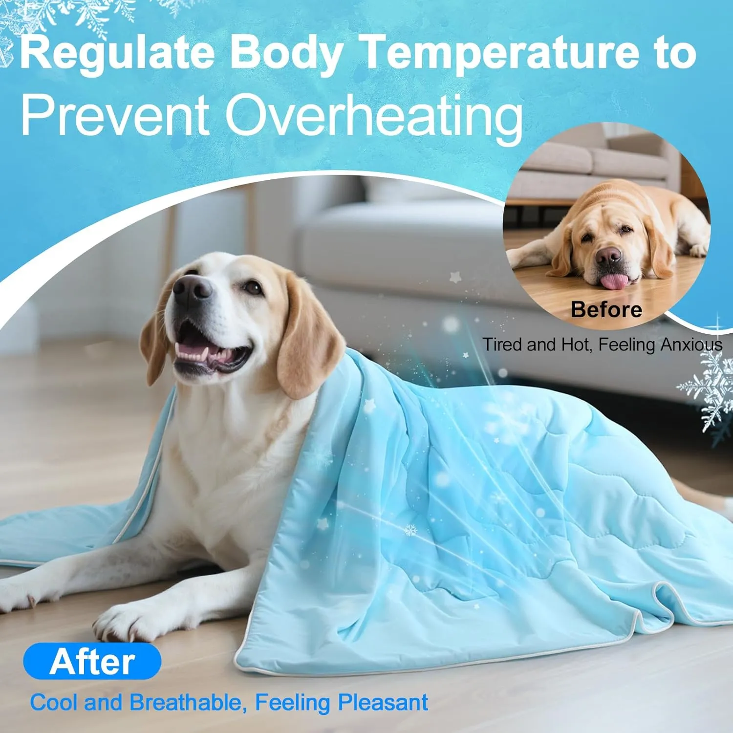 Premium Cooling Dog Blanket, Q-MAX>0.4 Cooling Blanket for Dogs, Washable Lightweight Summer Quilt for Pets and Humans, Self Cool Quilt for Cats, Cool Throw for Hot Sleepers, 30"40", L, Blue