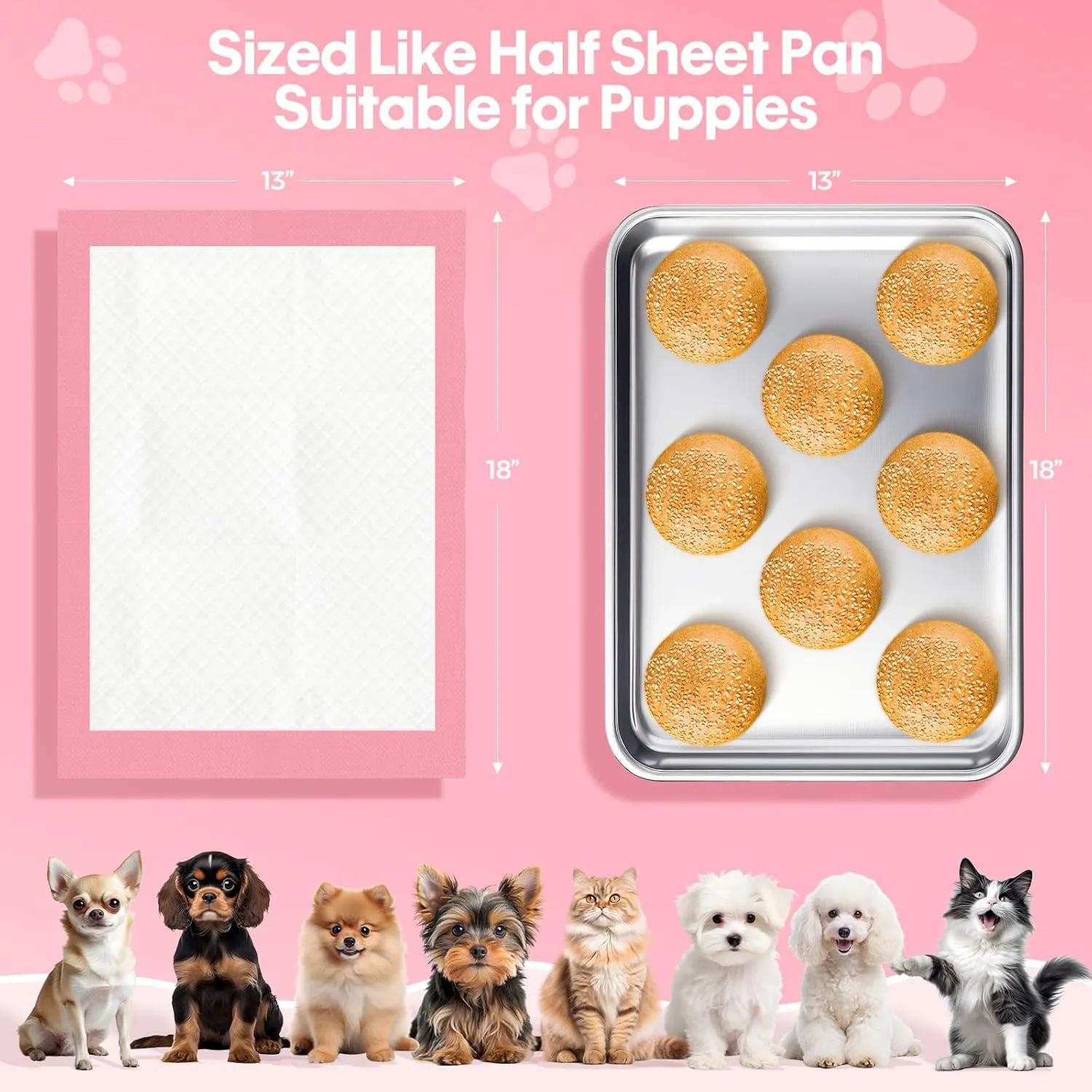 Puppy Pads Disposable Puppy Training Pads 13" x 18" -100 Count Puppy Pads | Premium Puppy Potty Training PadsUnderpads Ultra Absorbent Incontinence Pet Training Pads (S (13" X 18" - 100 Pcs ))