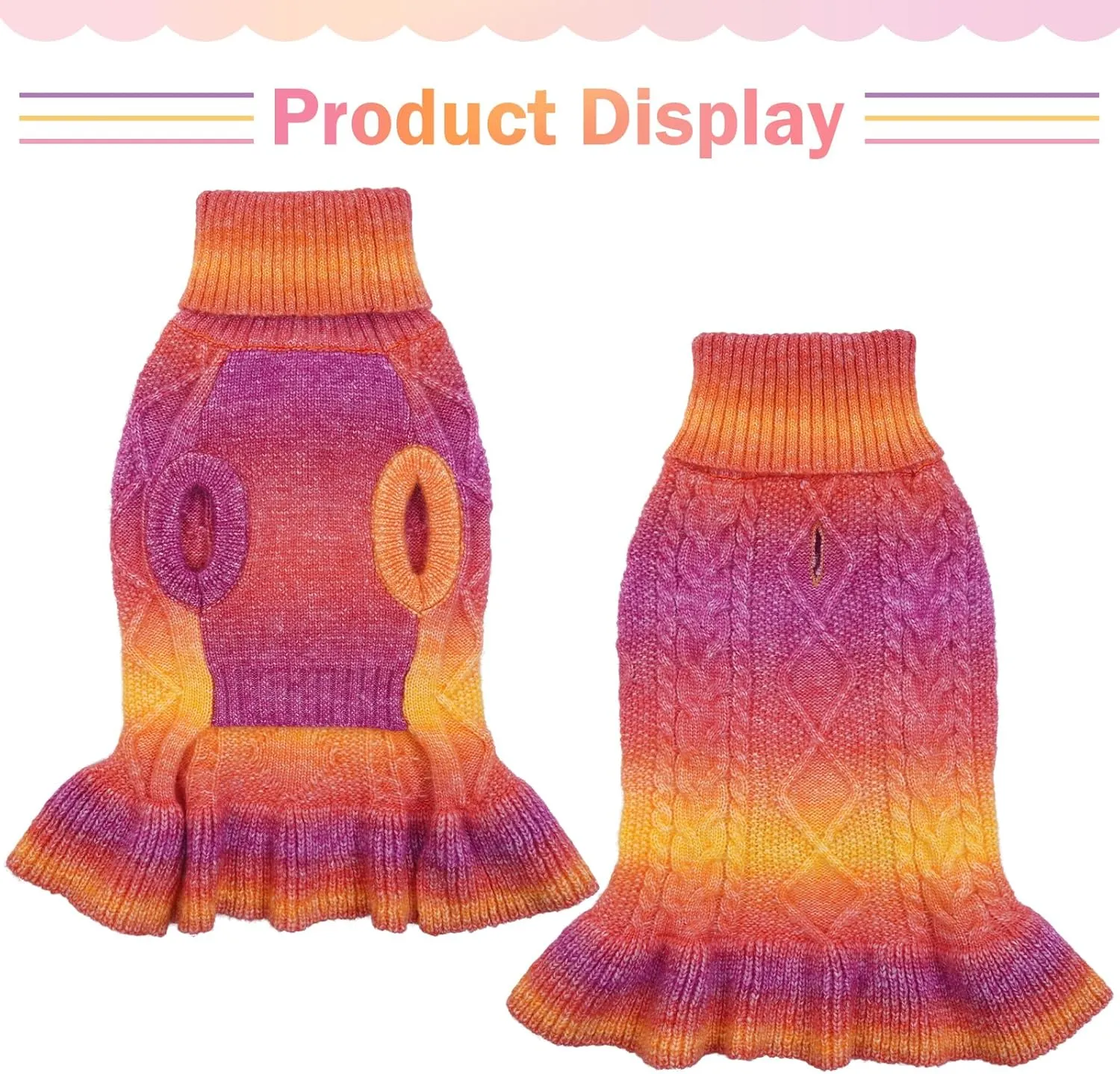 QBLEEV Small Dog Sweaters for Girls, Dog Christmas Sweaters Pullover Dog Sweater Dress Puppy Sweaters Soft Pet Sweaters Warm Winter Fall Dog Sweaters Vest Turtleneck Dog Sweaters for Dogs Female XS