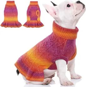 QBLEEV Small Dog Sweaters for Girls, Dog Christmas Sweaters Pullover Dog Sweater Dress Puppy Sweaters Soft Pet Sweaters Warm Winter Fall Dog Sweaters Vest Turtleneck Dog Sweaters for Dogs Female XS