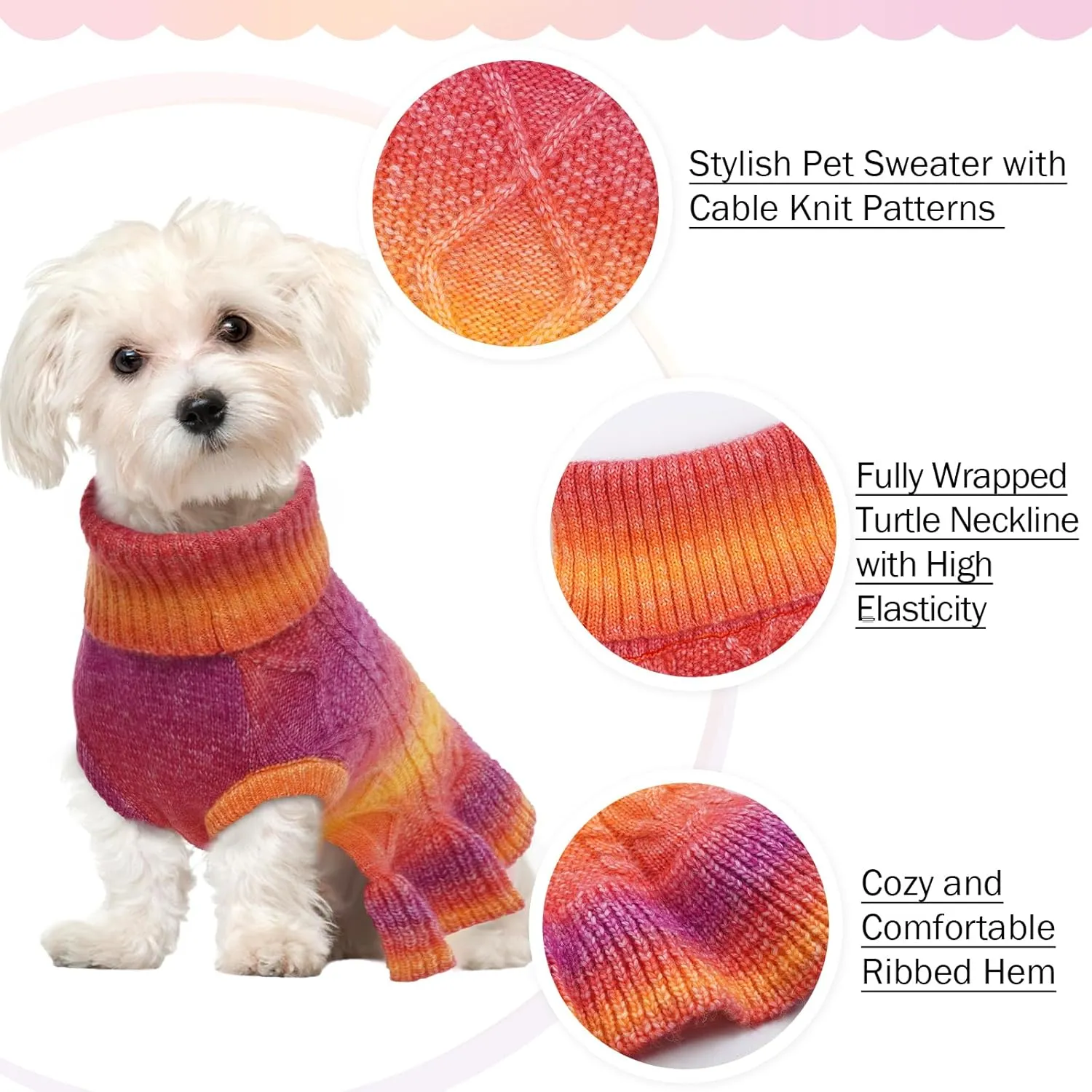QBLEEV Small Dog Sweaters for Girls, Dog Christmas Sweaters Pullover Dog Sweater Dress Puppy Sweaters Soft Pet Sweaters Warm Winter Fall Dog Sweaters Vest Turtleneck Dog Sweaters for Dogs Female XS