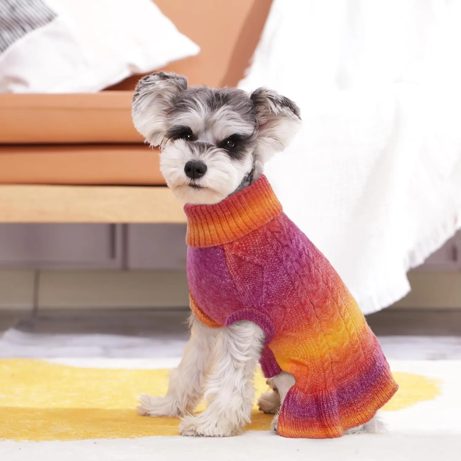 QBLEEV Small Dog Sweaters for Girls, Dog Christmas Sweaters Pullover Dog Sweater Dress Puppy Sweaters Soft Pet Sweaters Warm Winter Fall Dog Sweaters Vest Turtleneck Dog Sweaters for Dogs Female XS