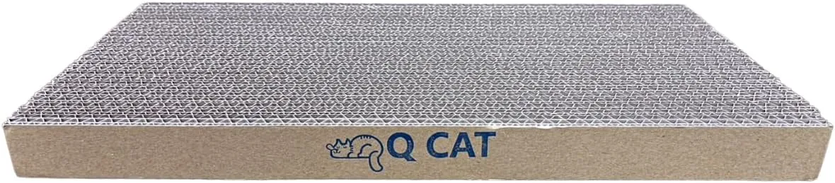 QCAT Double-Sided Design Cat Scratcher, Cat Scratch Pad with Less Cardboard Pieces, Cat Scratching with Premium Scratch Textures, Durable High-Density Recycled Corrugated Paper, 16.54x10.24(Large)