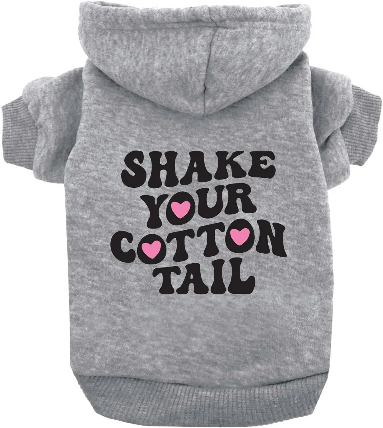 Shake Your Cotton Tail Easter Dog Hoodie Fleece Lined Pullover Sweatshirt with Leash Hole (Grey, 4X-Large 1211)