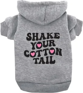Shake Your Cotton Tail Easter Dog Hoodie Fleece Lined Pullover Sweatshirt with Leash Hole (Grey, 4X-Large 1211)