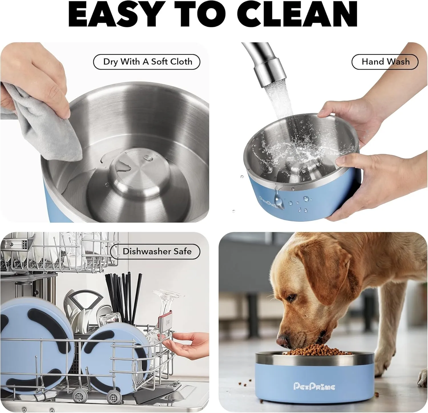 Stainless Steel Slow Feeder Dog Bowls Non Slip Spill Proof Metal Slow Eating Dringking Weighted Bowl Cats Pet Food Water Dish Feeding for Large Medium Small Breed Dogs(60oz/7cups)